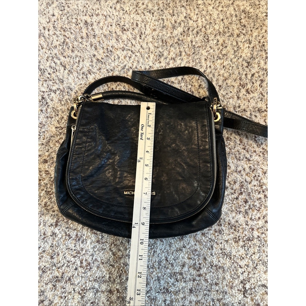 Vintage Michael Kors Leather Crossbody Bag Black Large Pockets Adjusting Strap - Picture 13 of 13